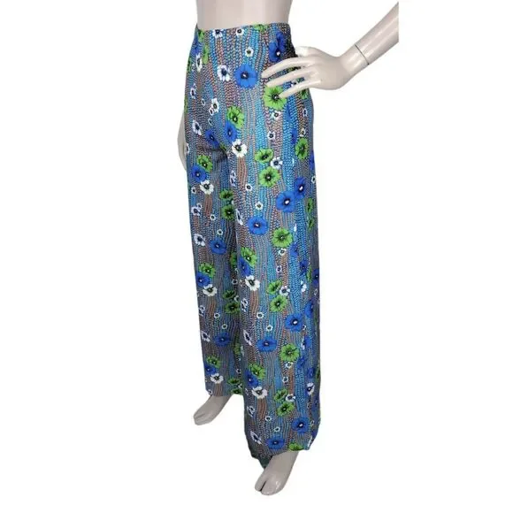 Vintage 60s Groovy Grannycore Floral Wide Leg Pant Top & Jacket 3 Piece Cord-Set
